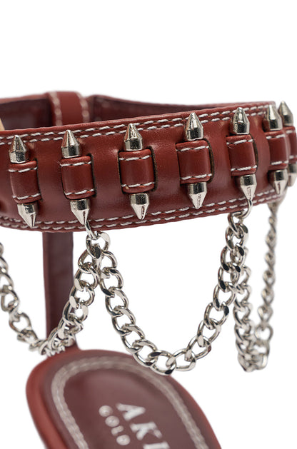 AKIRA GOLD DELCROIX BROWN STILETTO SANDAL