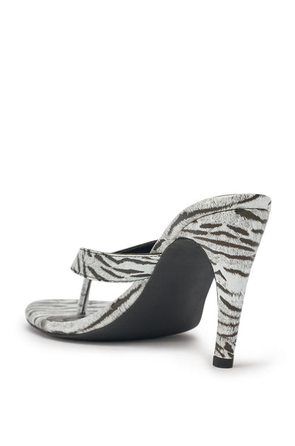AKIRA GOLD DELYSE TIGER WHITE PRINT PU SLIP ON STILETTO SANDAL