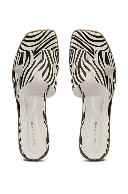 AKIRA HOWDY ZEBRA SLIP ON FLAT SANDAL