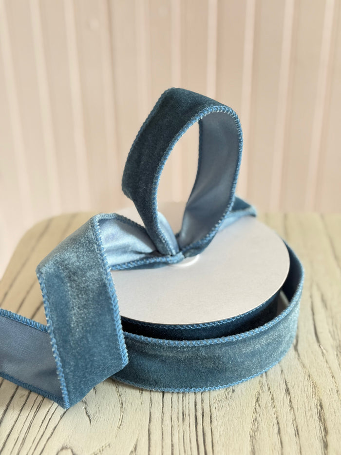 French Blue 1.5 x 10yd Deluxe Velvet Satin Back Ribbon