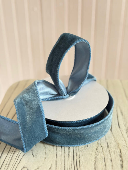 French Blue 1.5 x 10yd Deluxe Velvet Satin Back Ribbon