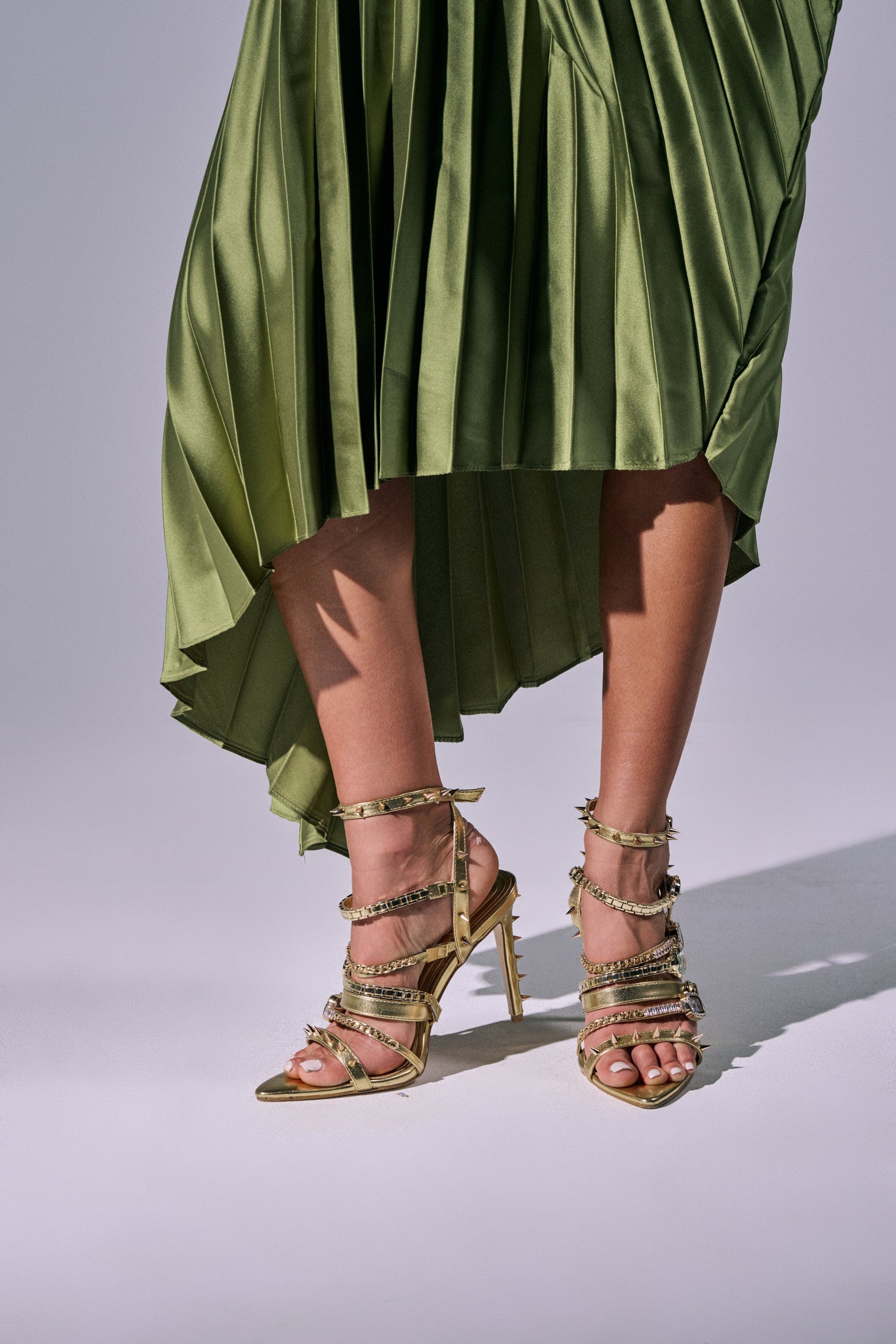 AKIRA GOLD SYDONIC GOLD WATCH STILETTO SANDAL