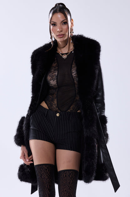 ADRIENNE FUR TRIM COAT