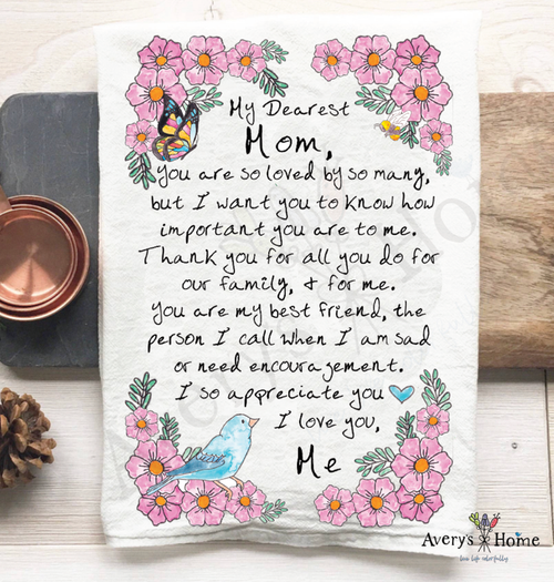 A Letter to My Mom Mother's Day Tea Towel