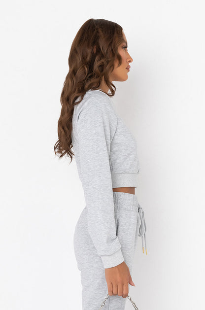 A MOMENT APART OFF THE SHOULDER SWEATSHIRT HEATHER GREY