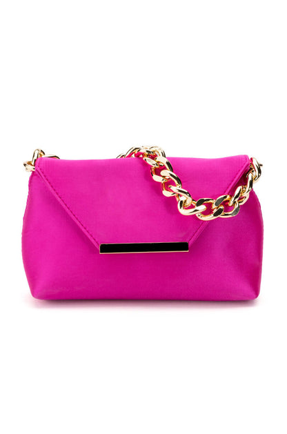 ADELE FUCHSIA SATIN PURSE