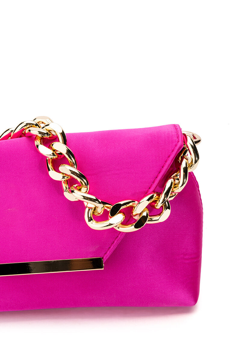ADELE FUCHSIA SATIN PURSE