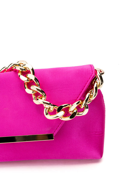 ADELE FUCHSIA SATIN PURSE
