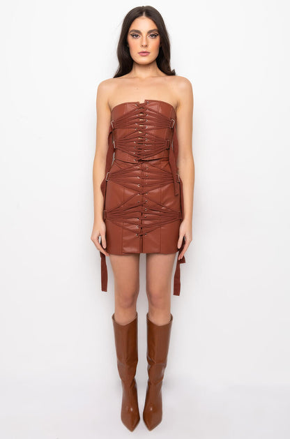 AFTER THE AFTER PARTY FAUX LEATHER MINI SKIRT