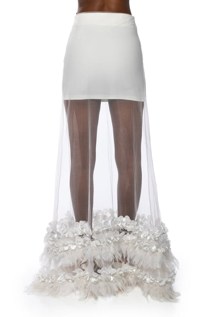 ALICE FEATHER DETAIL MAXI SKIRT