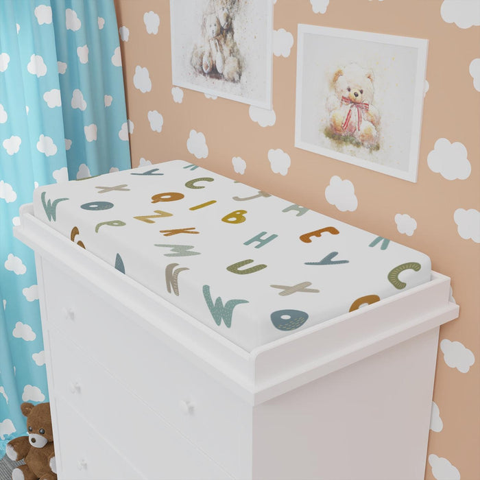 Neutral Nursery Change Pad Alphabet, Unisex Baby Bedding, Pippa + June