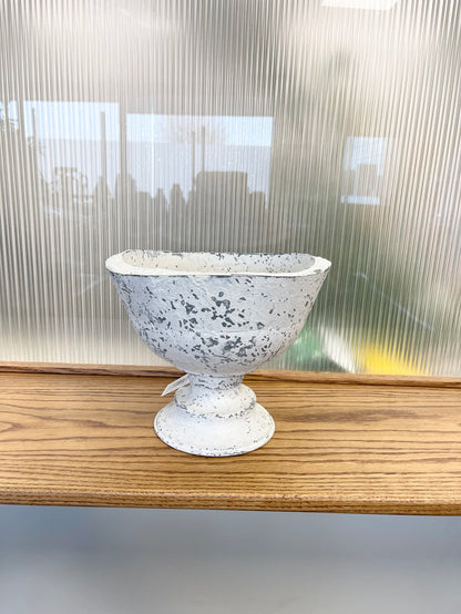 Antiqued White Cement Pot
