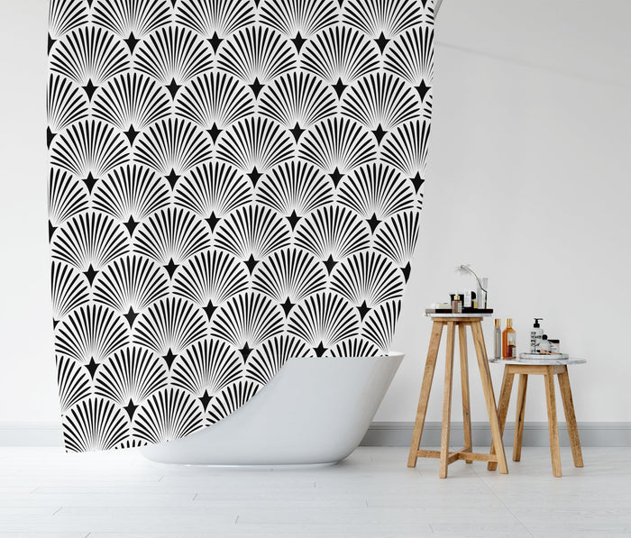 Shower Curtain Art Deco Vintage Style, Art Deco Decor, Bathroom Decor & Accessories, Bath Curtain, Made in the USA | Pippa + June