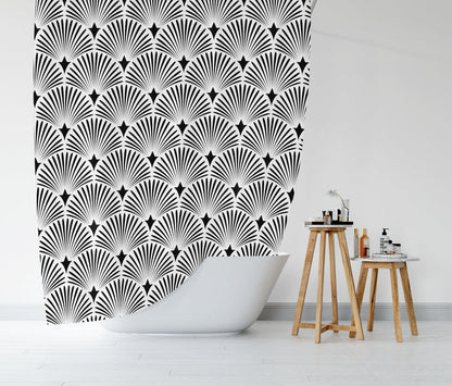 Shower Curtain Art Deco Vintage Style, Art Deco Decor, Bathroom Decor & Accessories, Bath Curtain, Made in the USA | Pippa + June
