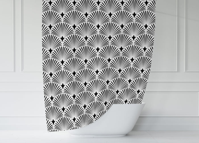 Shower Curtain Art Deco Vintage Style, Art Deco Decor, Bathroom Decor & Accessories, Bath Curtain, Made in the USA | Pippa + June