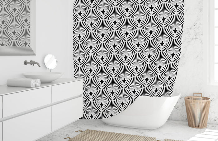 Shower Curtain Art Deco Vintage Style, Art Deco Decor, Bathroom Decor & Accessories, Bath Curtain, Made in the USA | Pippa + June
