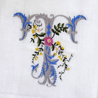 Arte Italica & Crown Linen Designs - Heritage Floral Monogram Linen Towel - New