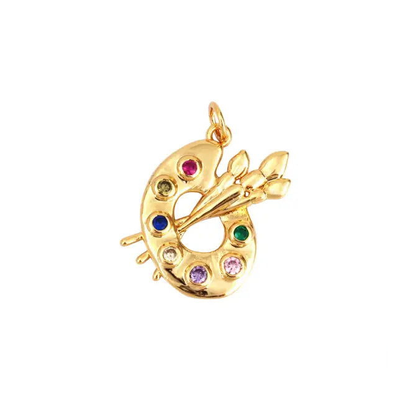 Gold enamel artist palette art charm for jewelry gift from Magnolias Home Decor