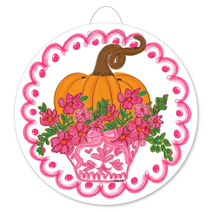 Baxter & Me - Pretty Pink Scallop Pumpkin Door Hanger