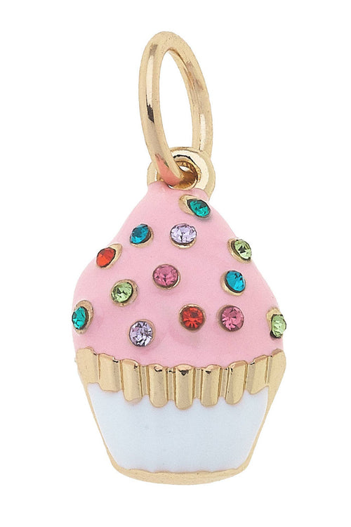 Pink bejeweled cupcake charm for jewelry gift from Magnolias Home Decor
