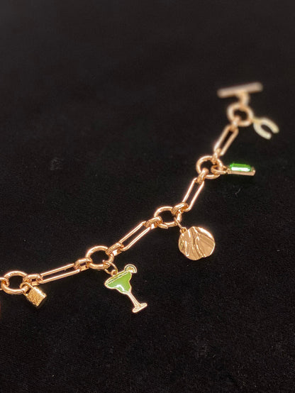 Gold shiny Bella multi-charm toggle bracelet base for jewelry gift from Magnolias Home Decor