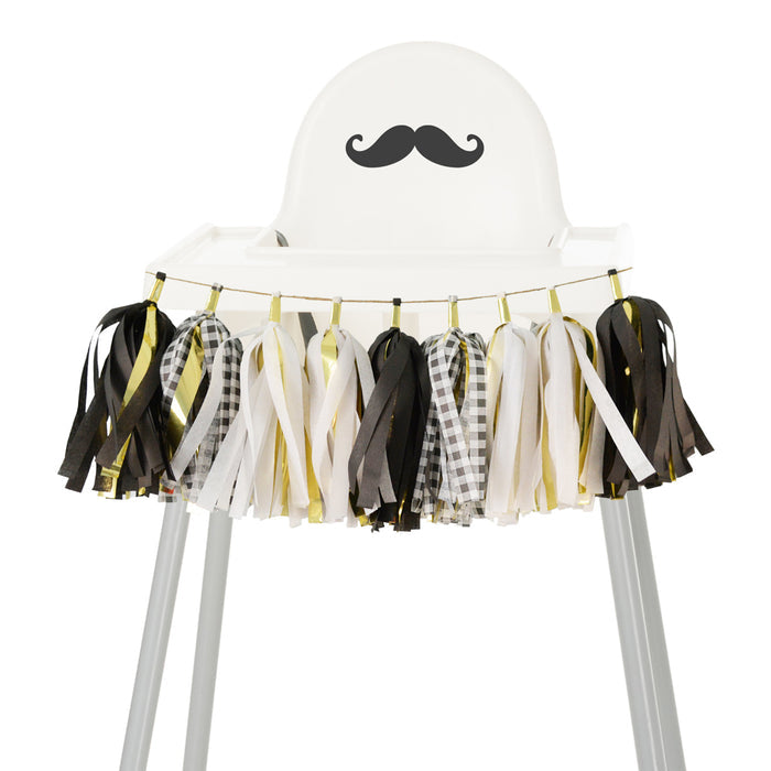 Black Gingham High Chair Garland, Baby Boy Little Gentleman First Birthday High Chair Banner, Cake Smash Prop, 1st Birthday Decoration for Baby Boy