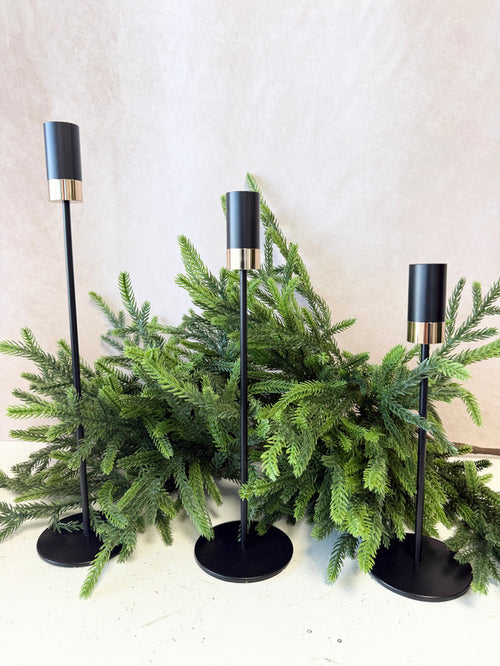 Black Modern Taper Candleholder Set