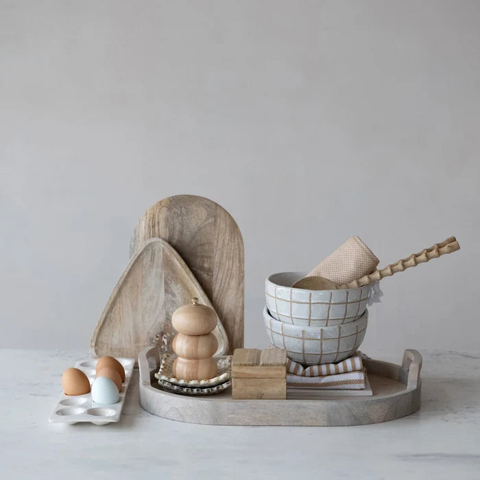 Bleached Oval Mango Wood Tray