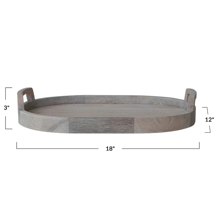 Bleached Oval Mango Wood Tray