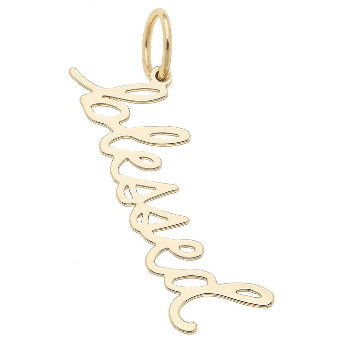 Gold Blessed cursive script charm for jewelry gift from Magnolias Home Decor