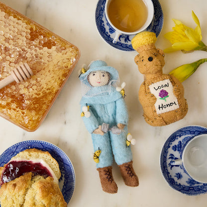 Charming felt beekeeper ornament for Christmas trees, honey gifts, or spring baskets