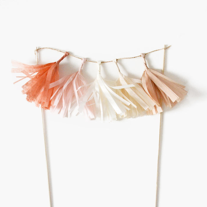Boho Terracotta Tassel Cake Topper - Terra Cotta Boho Rainbow Birthday Party & Terracotta Baby Girl Shower Decoration