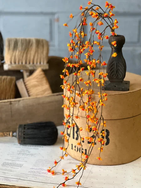 Silk orange berry bittersweet hanging spray 27 inch outdoor safe for farmhouse transitional fall home decor from Magnolias Home Decor