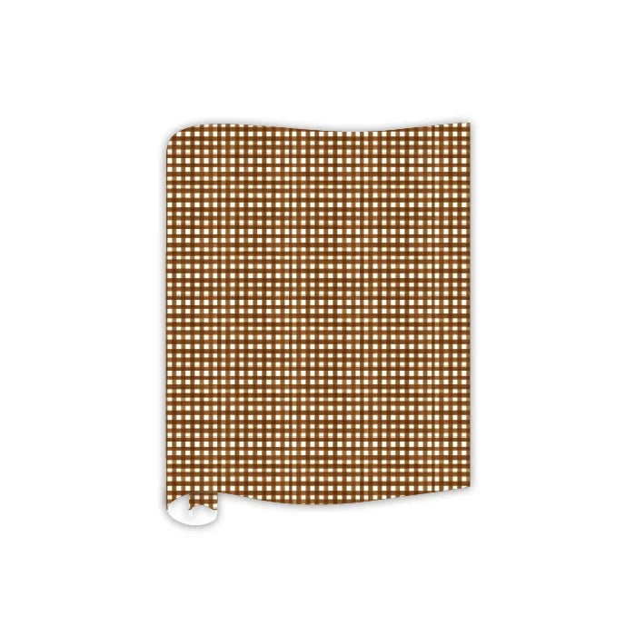 Brown Gingham Paper Table Runner