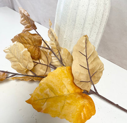 Brown Leather Leaf Spray