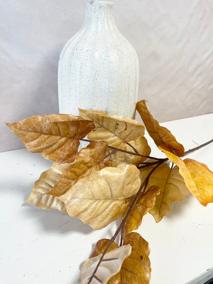 Brown Leather Leaf Spray