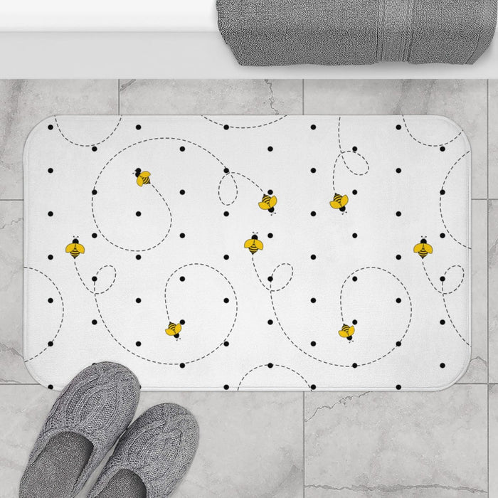 Kids Bath Mat Neutral Bumble Bees, Bathroom Decor, Kids Modern Decor | Pippa + June
