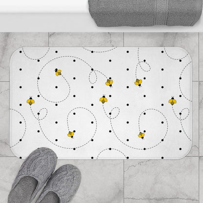 Kids Bath Mat Neutral Bumble Bees, Bathroom Decor, Kids Modern Decor | Pippa + June