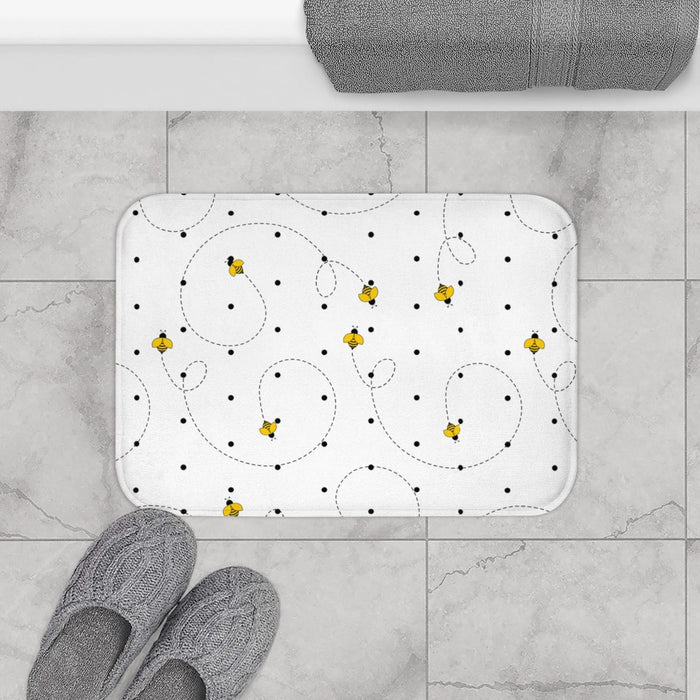 Kids Bath Mat Neutral Bumble Bees, Bathroom Decor, Kids Modern Decor | Pippa + June