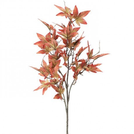 Silk orange red green Canadian maple leaf stem for farmhouse traditional fall home decor from Magnolias Home Decor