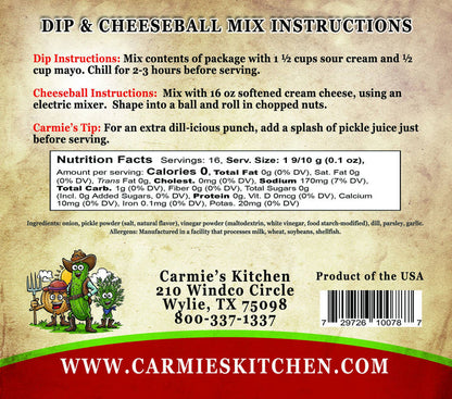Carmie's Kitchen - Dill Pickle Dip & Cheeseball Mix
