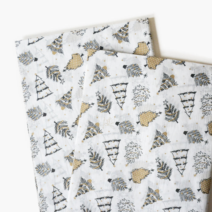 Christmas Tree Illustrations Patterned Tissue Paper - Modern Winter Holiday Gift Wrapping & DIY Projects Supplies