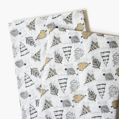 Christmas Tree Illustrations Patterned Tissue Paper - Modern Winter Holiday Gift Wrapping & DIY Projects Supplies