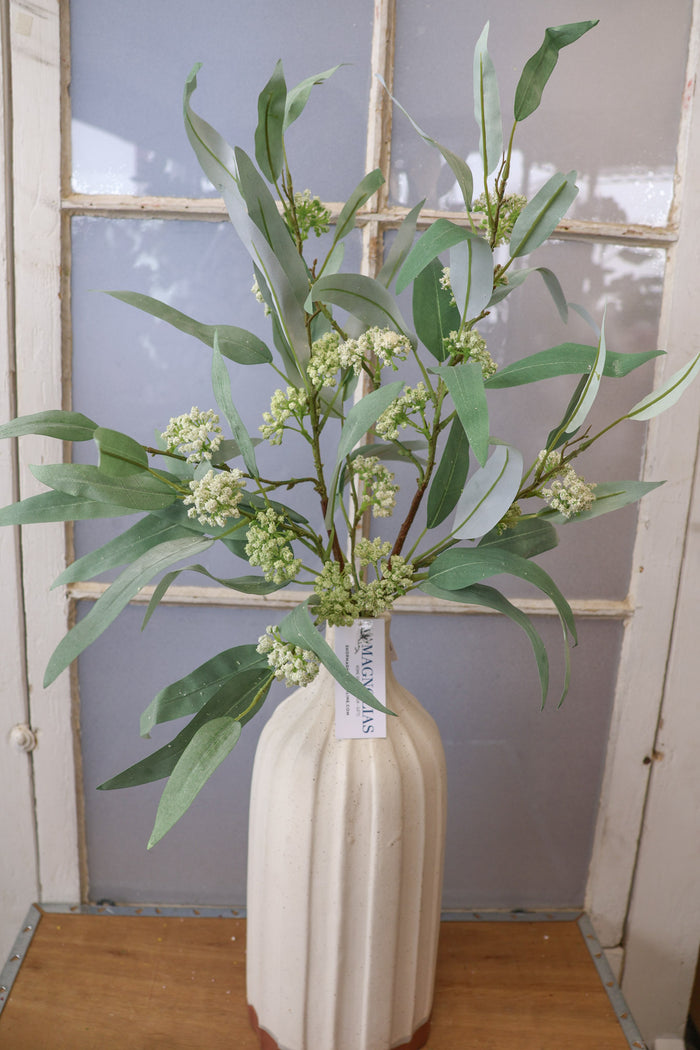 Silk green classic eucalyptus spray for farmhouse transitional everyday home decor from Magnolias Home Decor