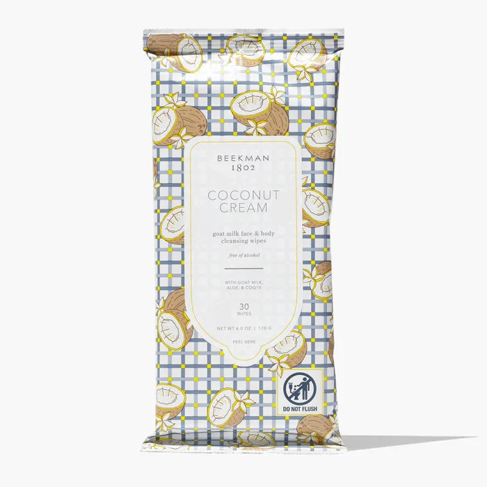 Beekman 1802 Coconut Cream goat milk facial cleansing wipes for self-care gift from Magnolias Home Decor