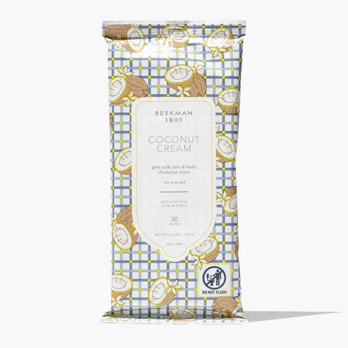 Beekman 1802 Coconut Cream goat milk facial cleansing wipes for self-care gift from Magnolias Home Decor