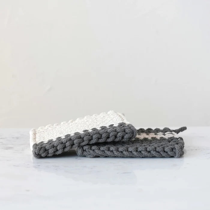 Cotton Crocheted Pot Holder- 2 Styles