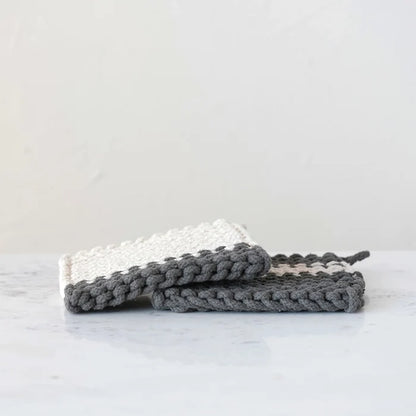 Cotton Crocheted Pot Holder- 2 Styles