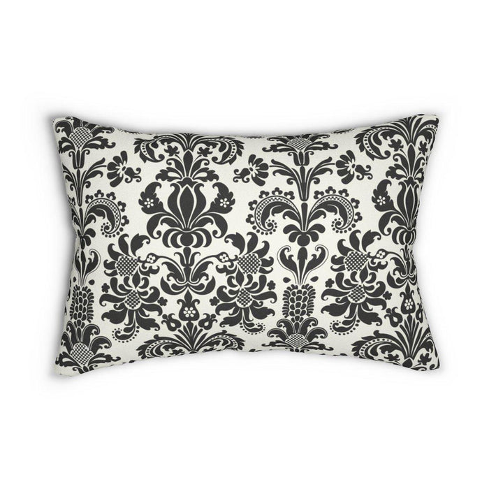 Damask Lumbar Pillow Black White, Modern Lumbar Pillow with Insert, Lumbar Throw Pillow, Mod Cushions, Bed Pillows Decorative, Modern Pillows, Gift, Pillowcase