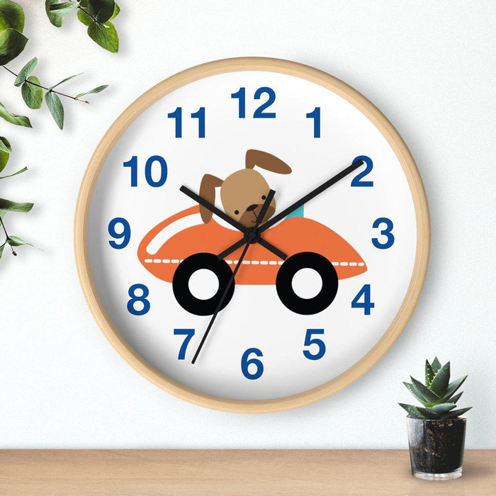 Kids Wall Clock Transport Doggy Driving Car, Large Clock Silent No Ticking, Nursery Wall Clock, Childrens Wall Clock, Kids Bedroom Wall Decor, Nursery Wall Decor, Made in the USA | Pippa + June